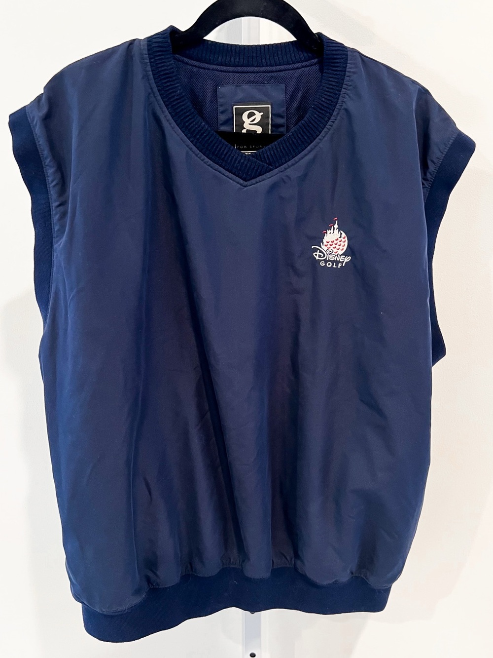 Disney Golf Navy and White Sleeveless  Windbreaker Pullover Vest Mens Sz Large